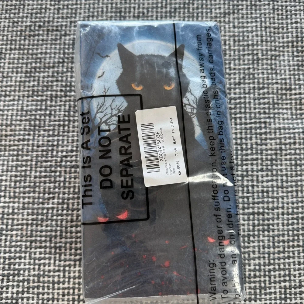 WovWeave 100 Pcs Halloween Black Cat Paper Napkins Spooky Party Decor KA10036